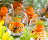 レンズ豆と彩り野菜 トラウトサーモンのタブレ