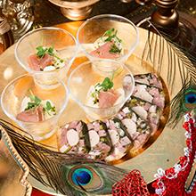 生ハムとパルミットのバジルソース