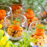 レンズ豆と彩り野菜 トラウトサーモンのタブレ