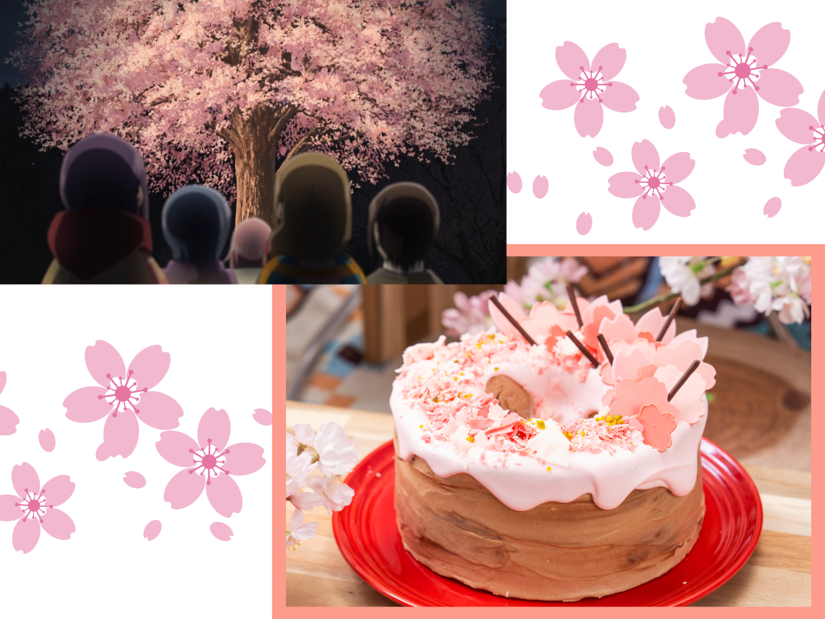 ディナー限定 思い出の夜桜シフォンケーキ